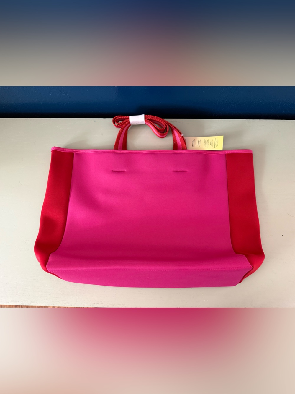 Brand New NWT Summersalt Neoprene Beach Tote Bag in Pink/Red Colorblock